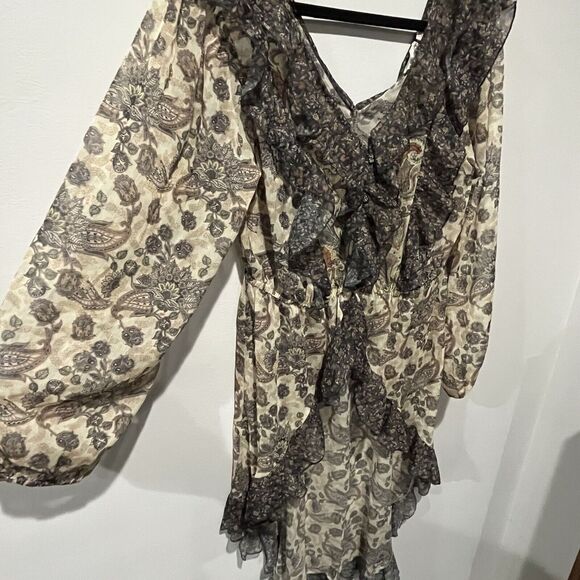 Anthropologie Blouse Women’s Medium Let Me Be Sheer Femme Paisley Button Down - Picture 6 of 11